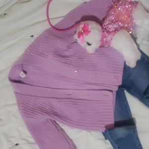 THICK, purple Gap cardigan